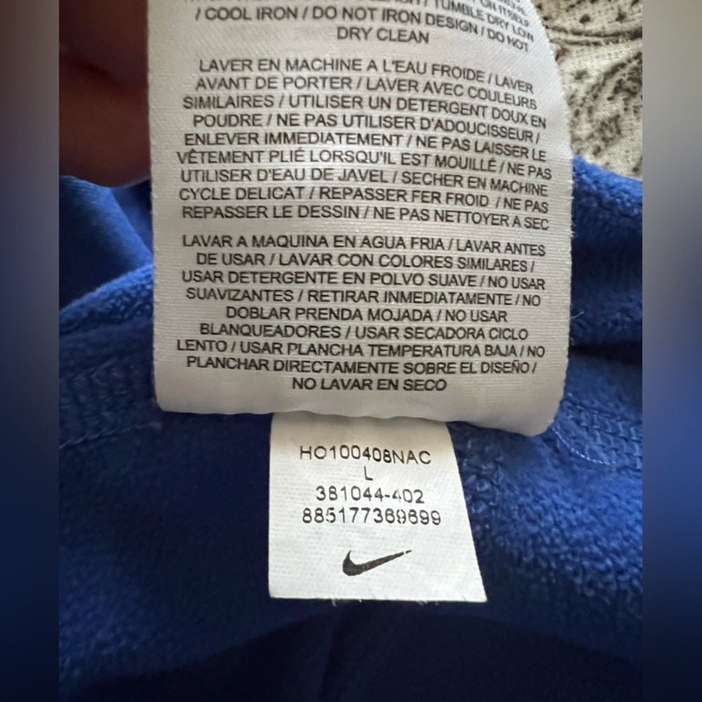 Nike Dri Fit Athletic Blue Half Zip Pullover Pocket Long Sleeve Hoodie Sz Large - Picture 9 of 10